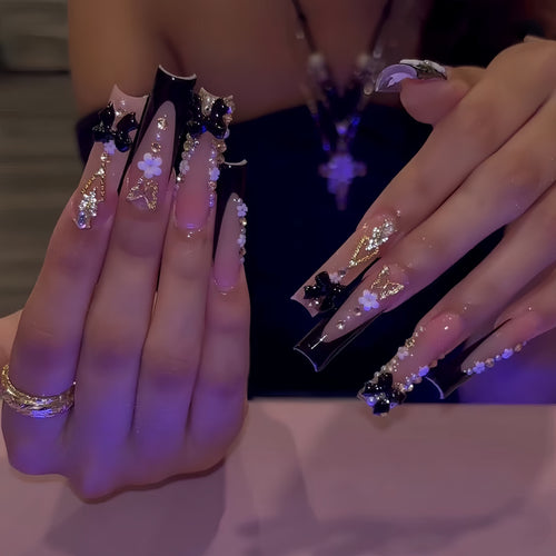 Luxurious 3D Floral Press-On Nail Art Bowlift