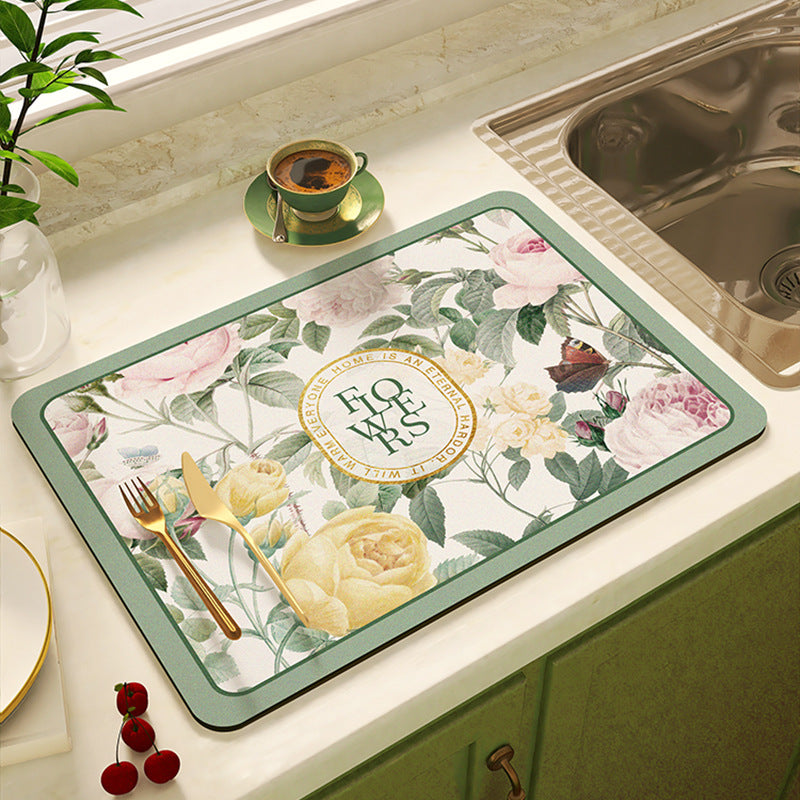 Floral Design Kitchen Mat Bowlift