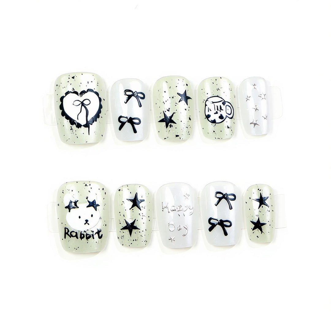 Whimsical Themed Press-On Nail Art Set Bowlift