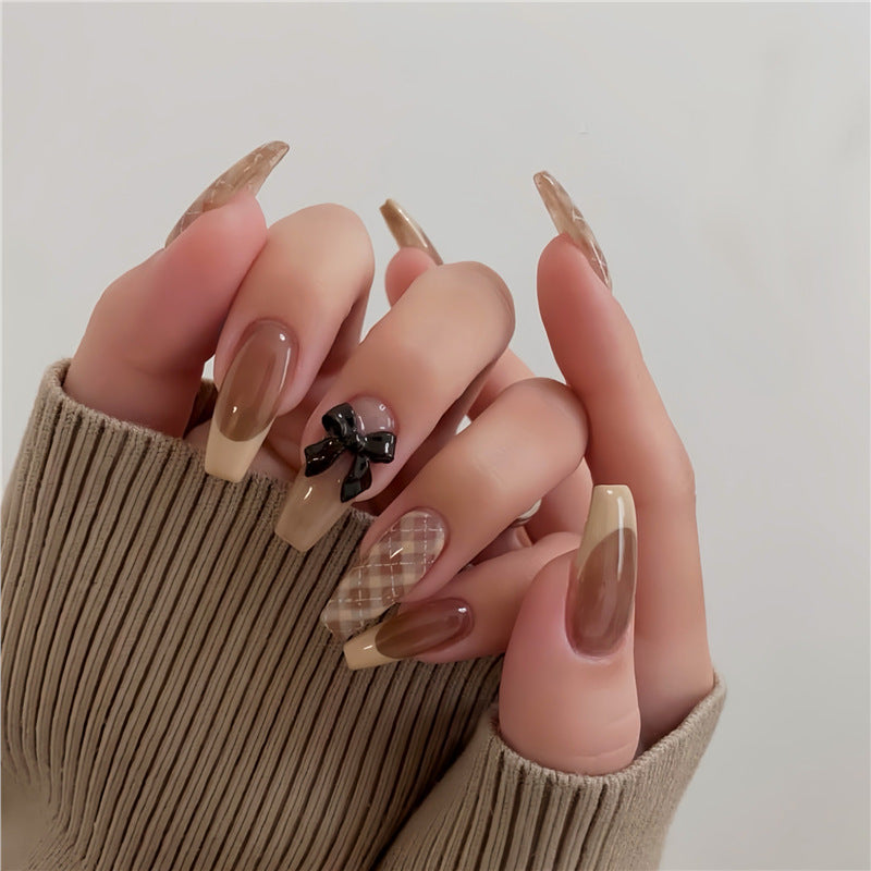 Stylish Press-On Nail Set with Decorative 3D Bow Accents Bowlift
