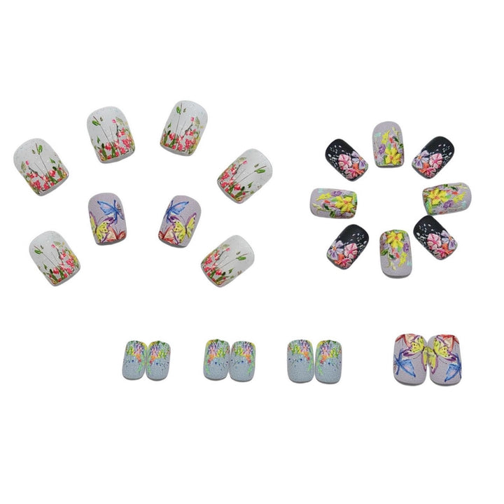 Artificial Nail Set with Floral 3D Designs Bowlift