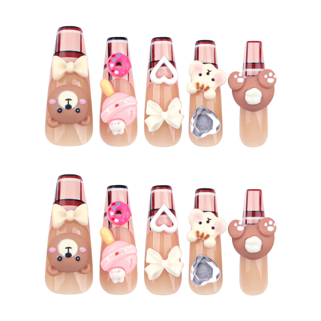 Artificial nail art with cute animal and candy motifs Bowlift