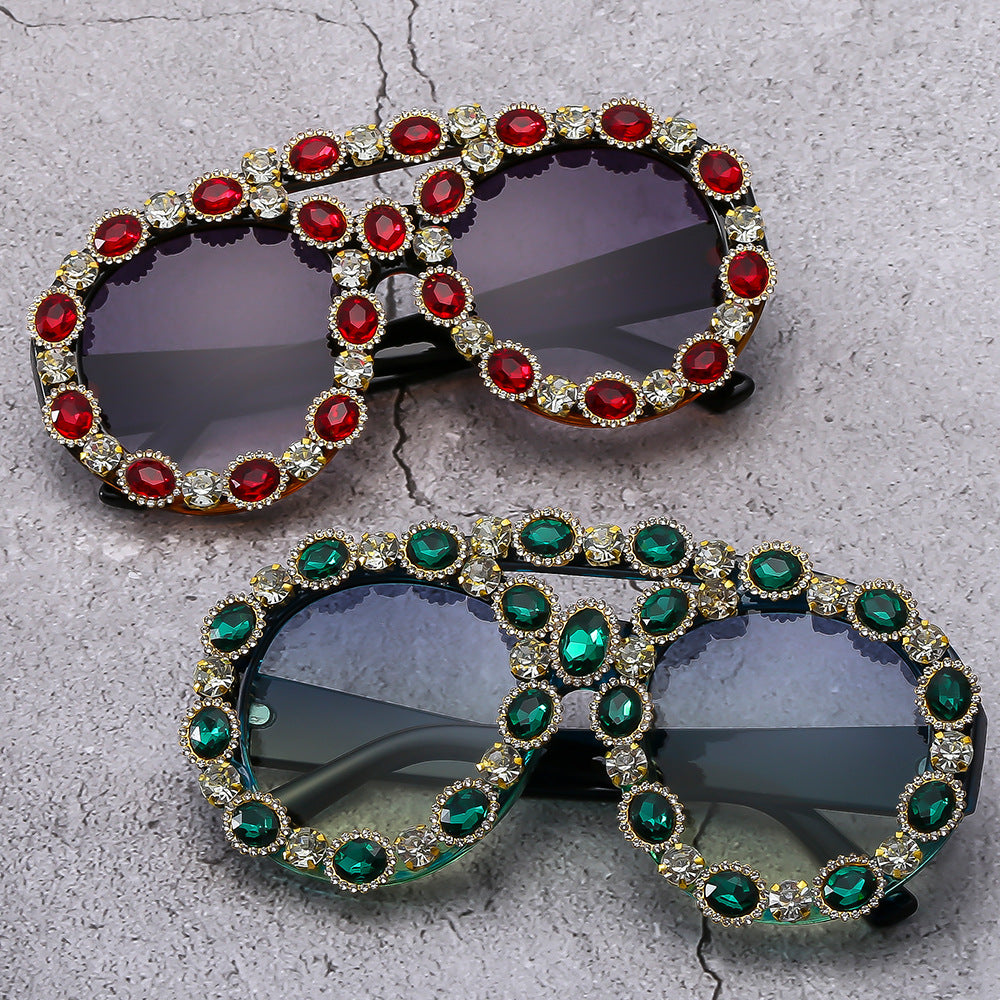 Ladies Glamorous Statement Sunglasses with Eye-Catching Crystal Frame Bowlift