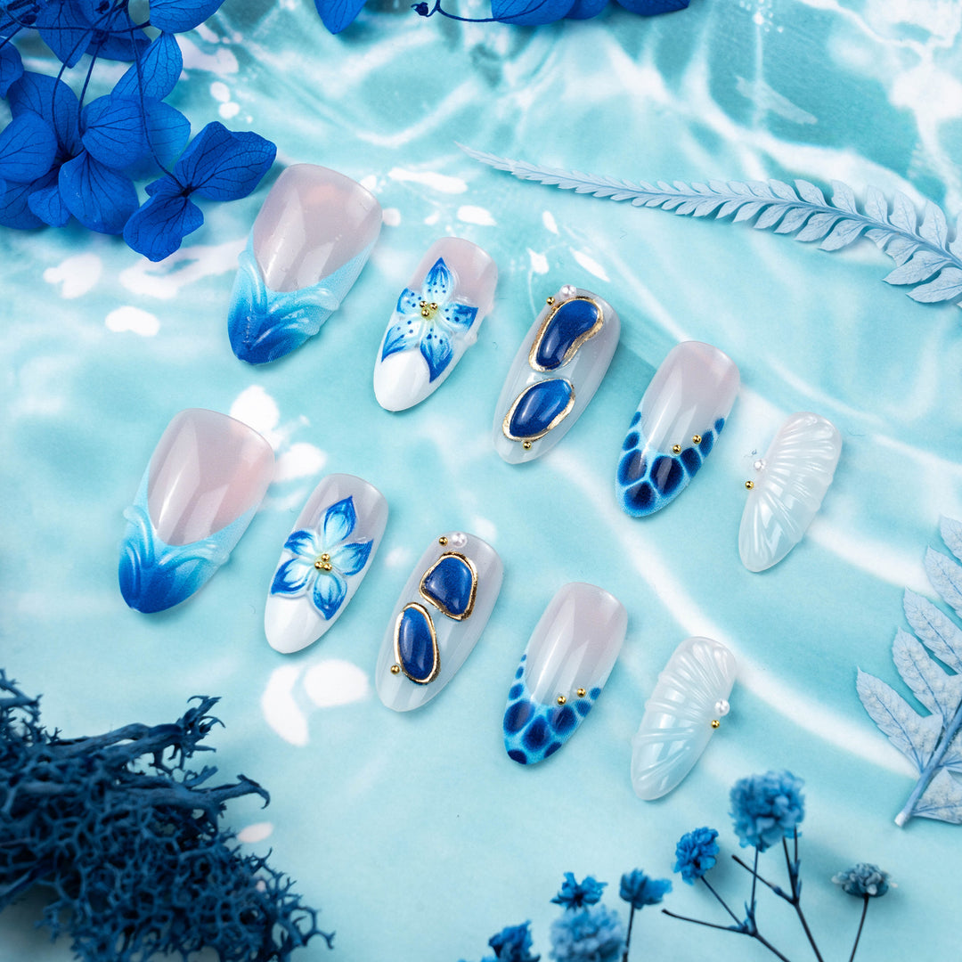 Floral Patterned Press-On Nail Art Bowlift