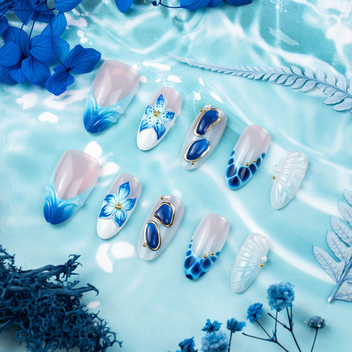 Floral Patterned Press-On Nail Art Bowlift