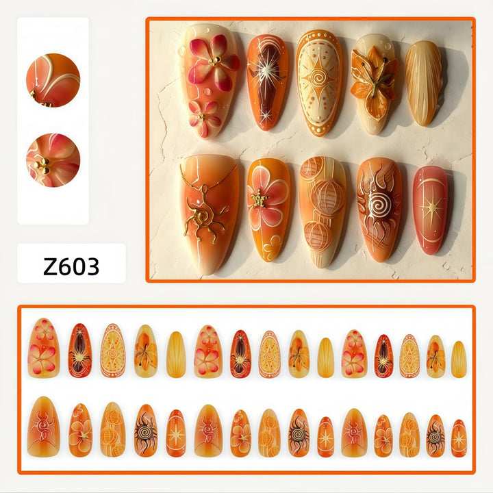 Artificial Nails in Exquisite Floral and Geometric Design Bowlift