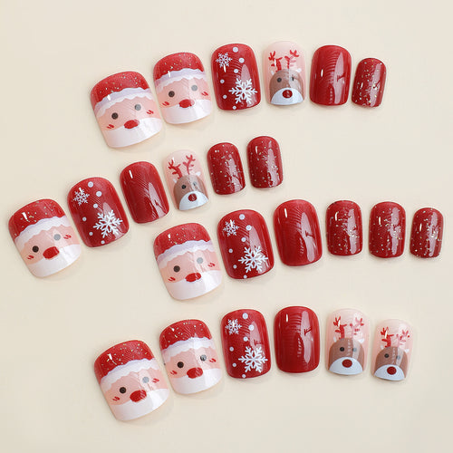 Festive Artificial Nail Set with Christmas Designs Bowlift