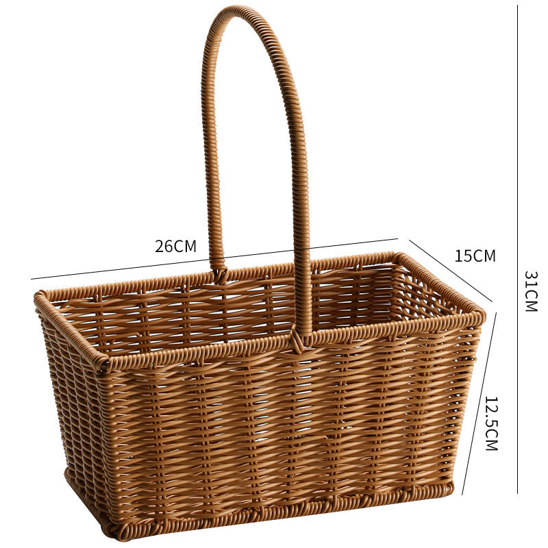 Decorative Woven Storage Basket with Mushroom Emblem Bowlift