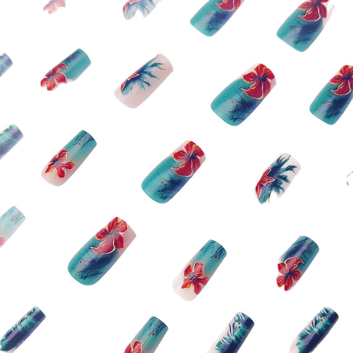 Creative Art Nails with Floral Hibiscus Design Bowlift