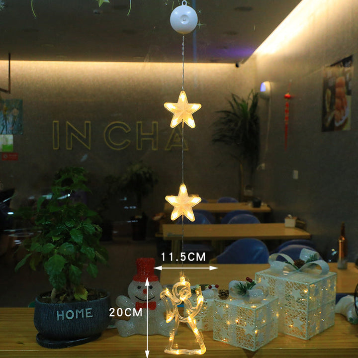 BowLift | Christmas 3pcs LED Light Star Hanging Tree Sucker Window Ornaments