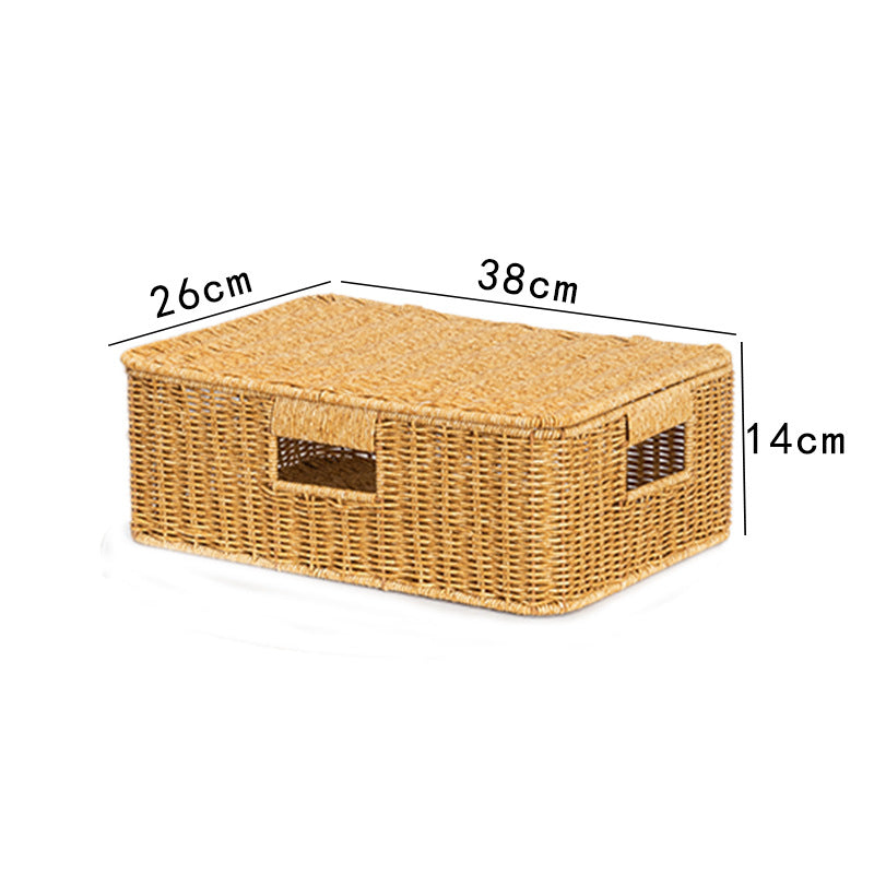 Women's Rectangular Storage Basket with Lid made of Natural Material Bowlift