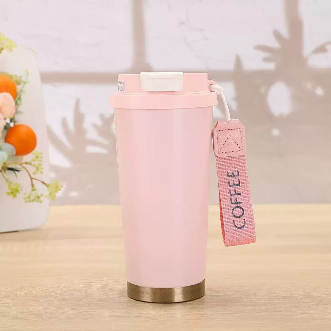 Insulated Stainless Steel Travel Coffee Tumbler with Leakproof Lid and Carry Strap Bowlift