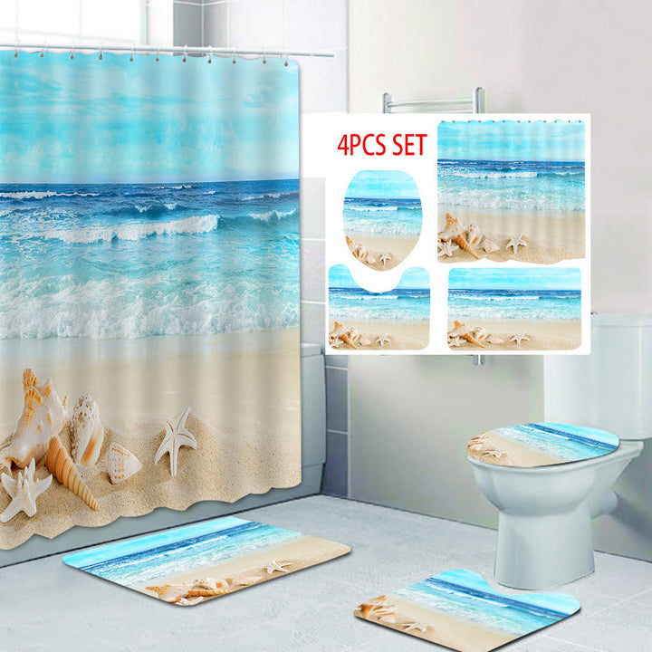 Beach-Themed Shower Curtain Bowlift