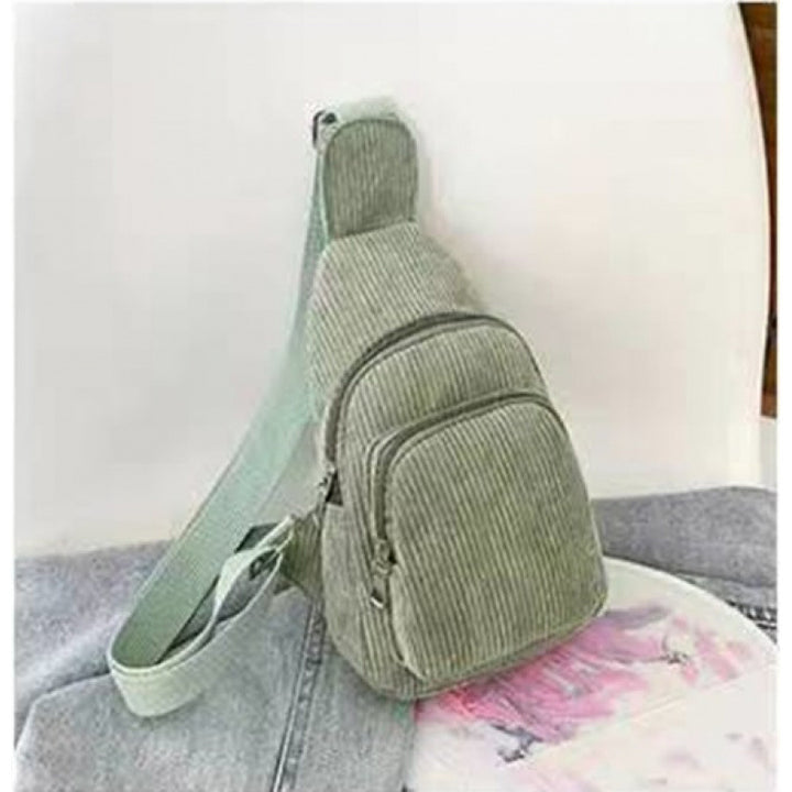 WoMulti-Compartment Corduroy Sling Bag Bowlift