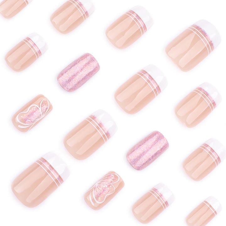 Artful Nail Art with Delicate Butterfly Motif Bowlift