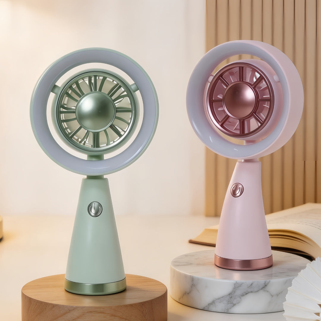 Women Portable RGB Hand Fan with USB Charging Function Bowlift