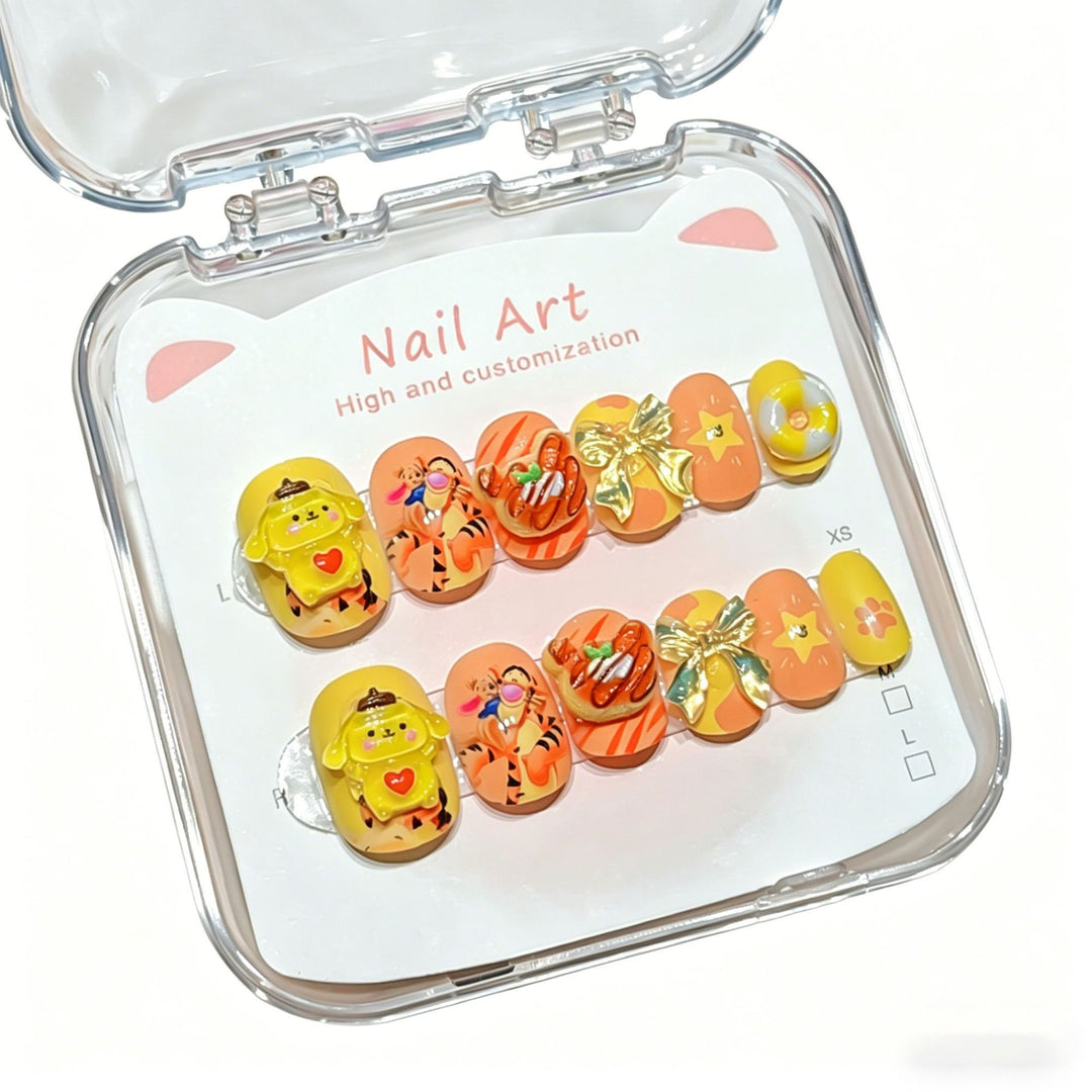 Customized Cartoon-Inspired Press-On Nail Art Set Bowlift