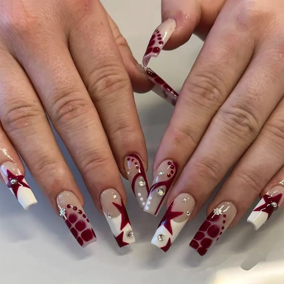 Artful Nail Extensions with Glitter and Star Motifs Bowlift