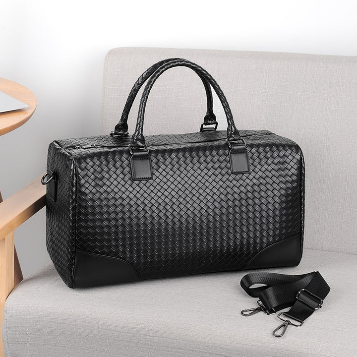 Premium Woven Leather Weekender Bag Bowlift