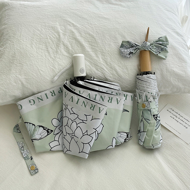 Women's Folding Umbrella with Innovative Floral Design Bowlift