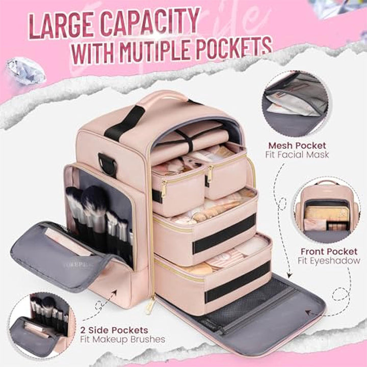 Cosmetic Organizer Backpack with Multiple Compartments Bowlift