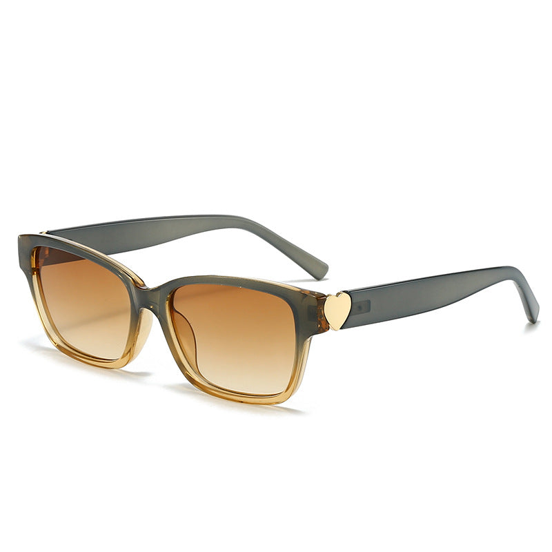 Women's fashionable square sunglasses with heart accents Bowlift