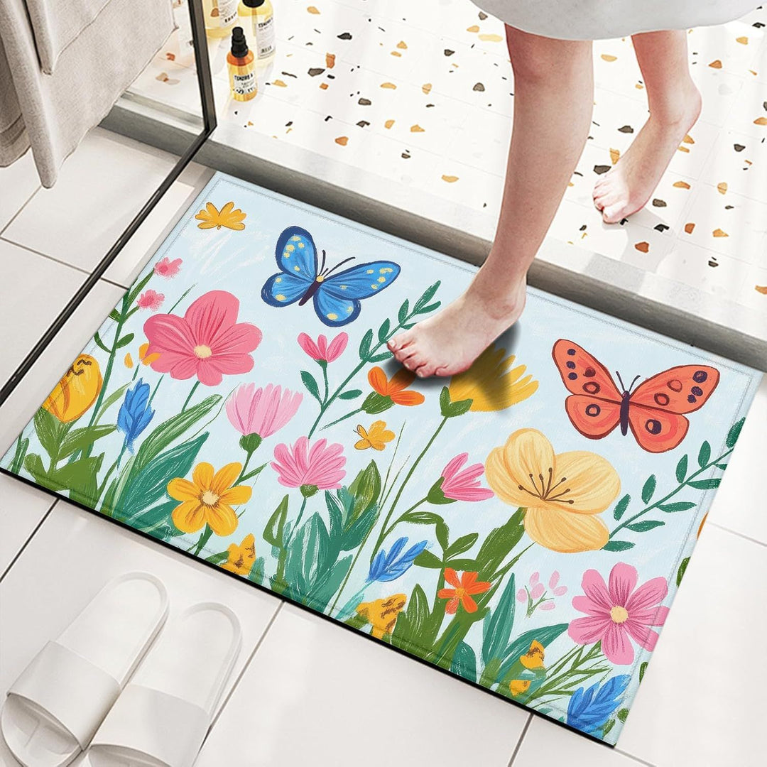 Charming Floral Welcome Mat