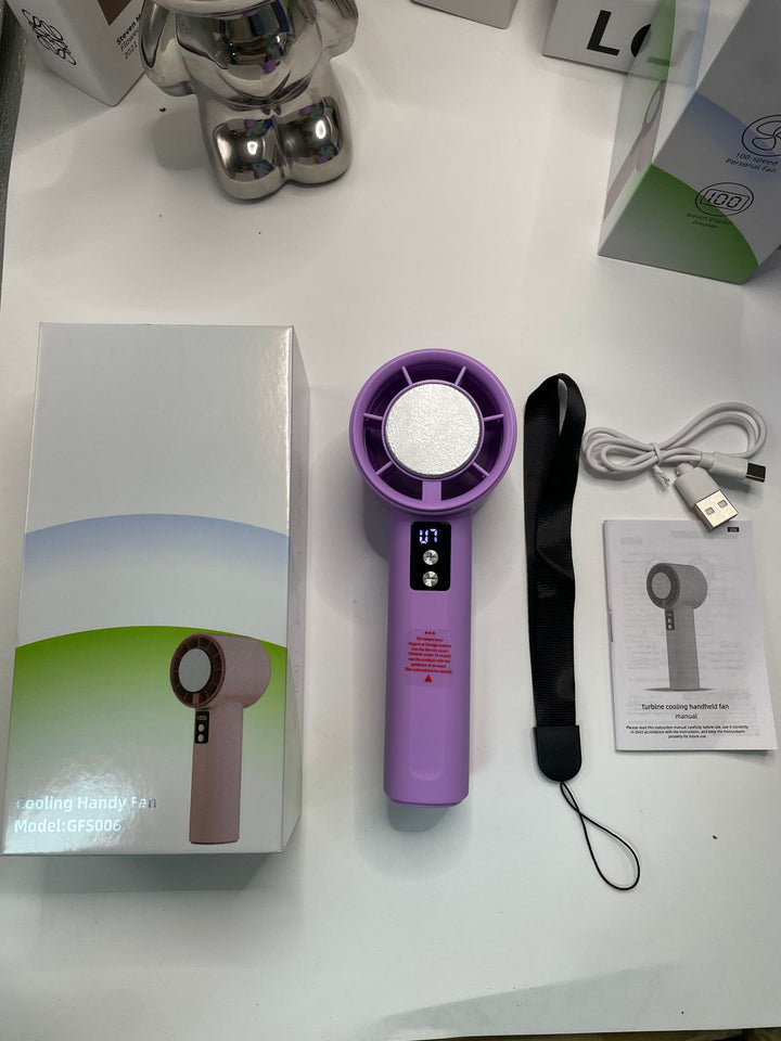 Women's Portable Turbo Hand Fan with Digital Control Bowlift