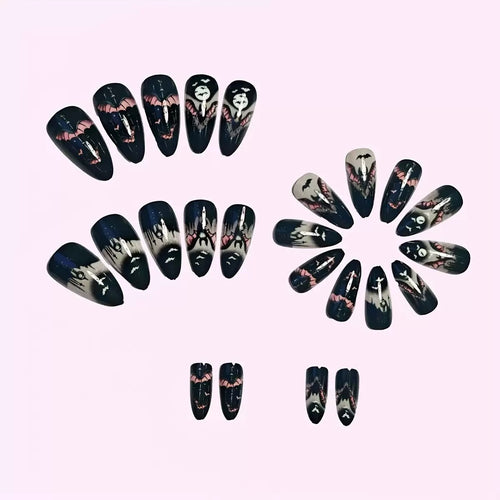 Halloween Artificial Nail Set with creepy bat designs Bowlift