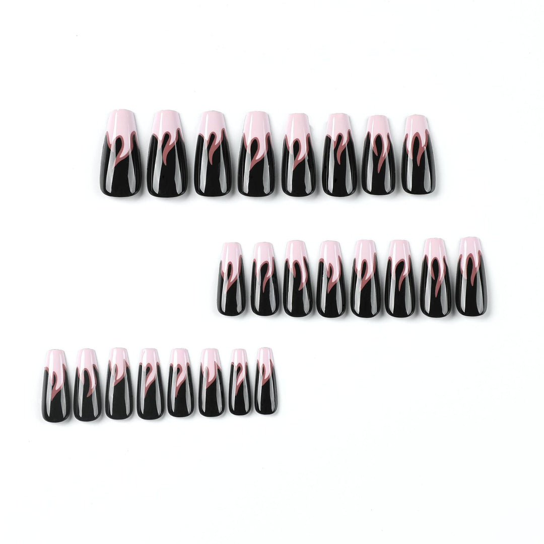Artistic nail extensions with gradient and flame design Bowlift
