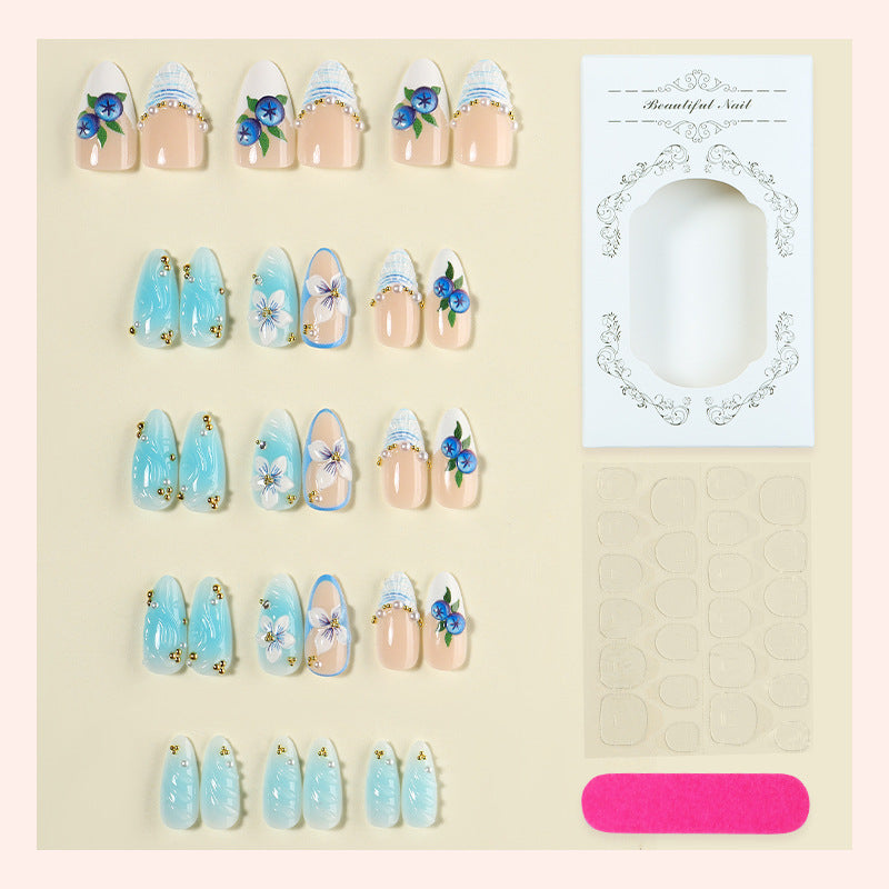 Decorative Floral Press-On Nail Set Bowlift 1788495872