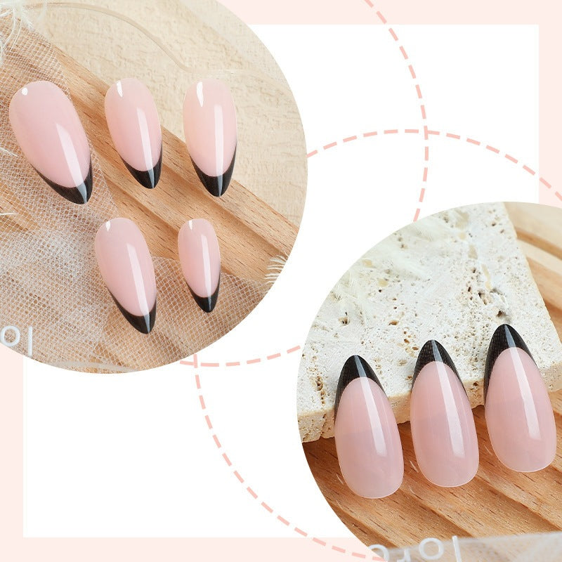 Artificial nail set with elegant black and white lace design Bowlift