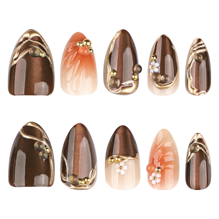 Artful nail extensions with elegant 3D flower embellishments Bowlift