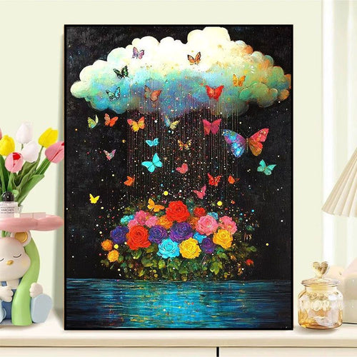Abstract Butterfly Floral Canvas Artwork Bowlift