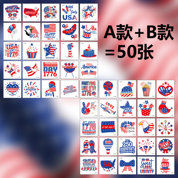 Unisex nan patriotic Party Sticker Collection with USA motifs on matte vinyl Bowlift