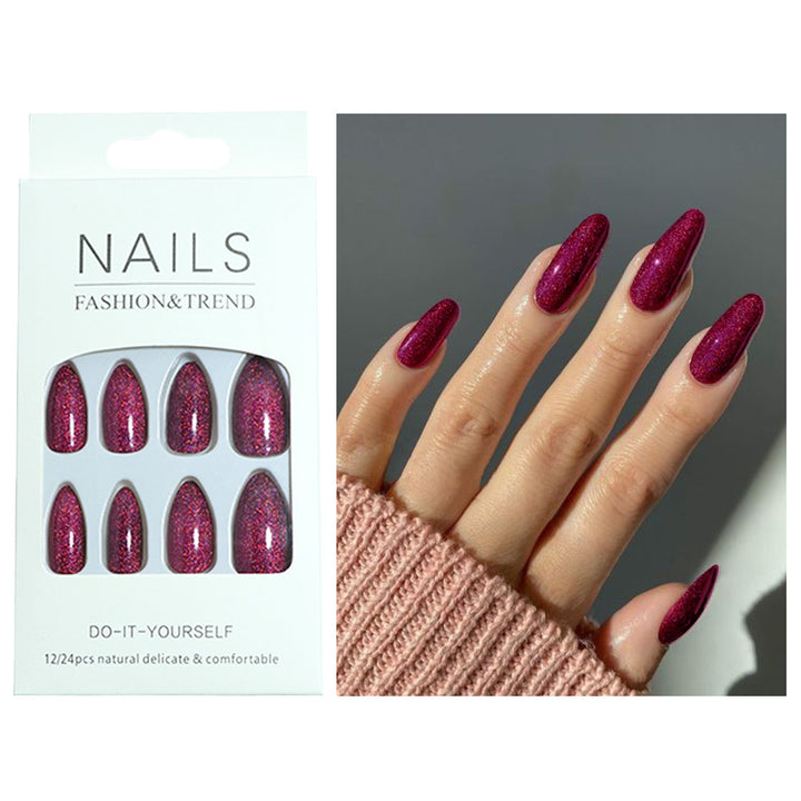 Glamorous Glittery Almond-Shaped Press-On Nails Bowlift