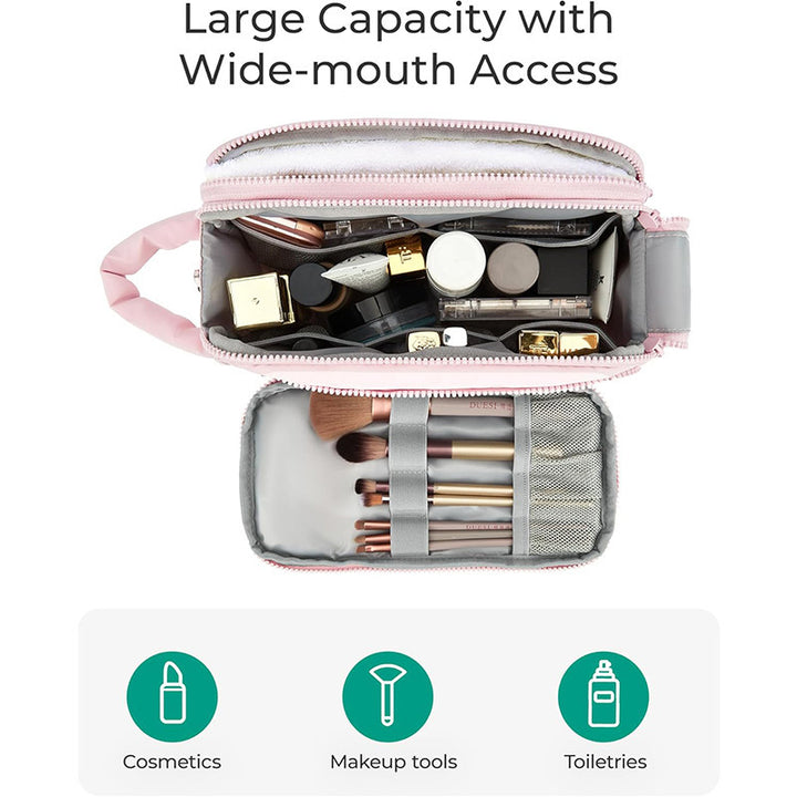 Cosmetic Organizer Bag with Multiple Compartments and Removable Interior Compartment Bowlift