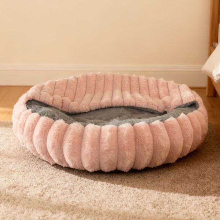 Ladies Cozy and Round Pet Bed with High Edge Bowlift