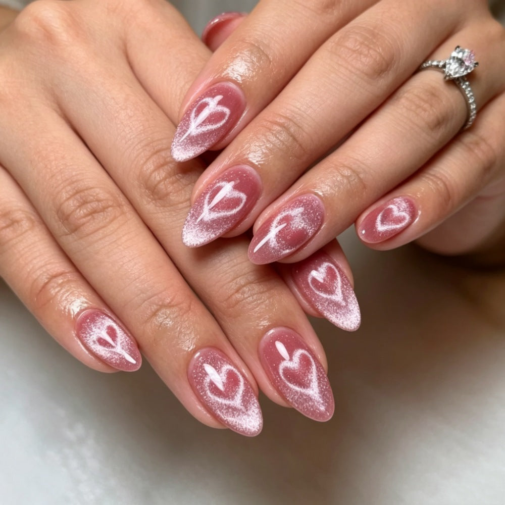 Artificial nails in romantic heart design Bowlift