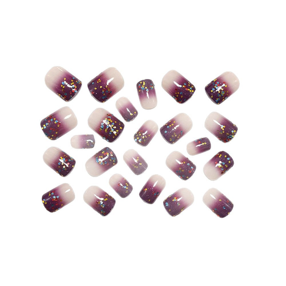 Artificial nails with glitter gradient and colorful accent Bowlift