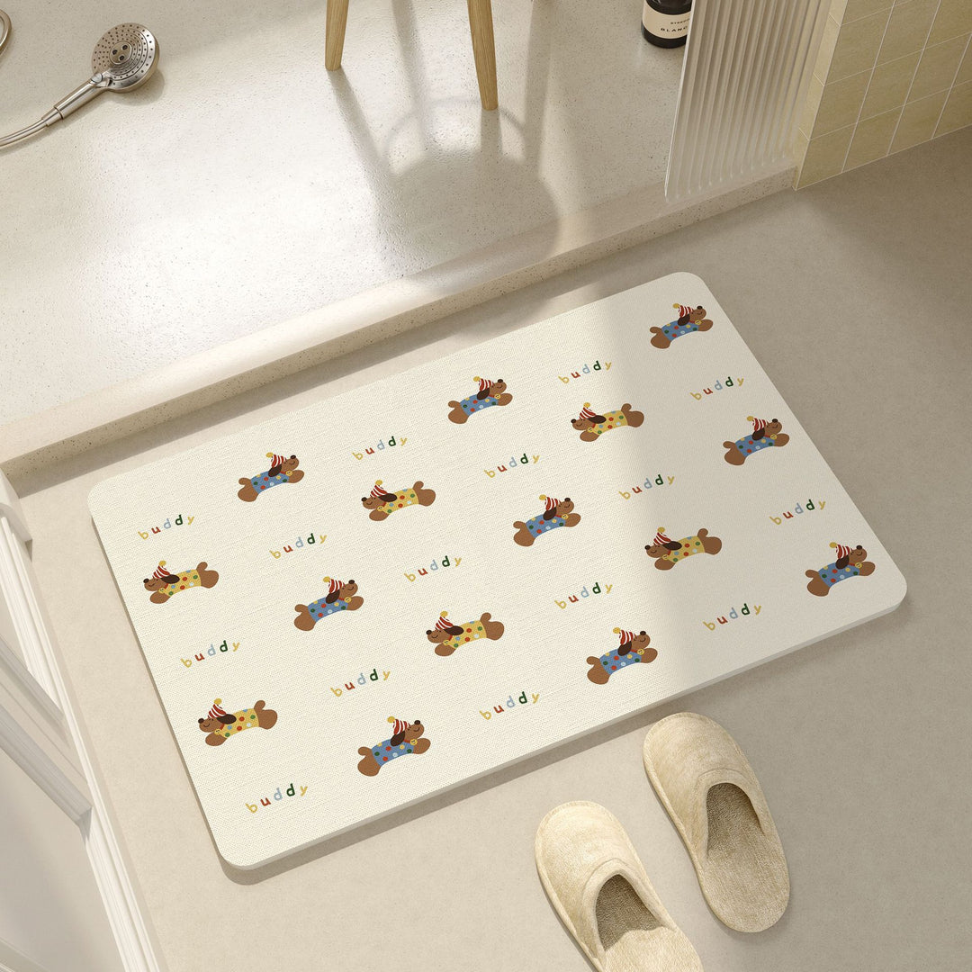 Playful Cartoon Dog-Themed Bath Mat Bowlift