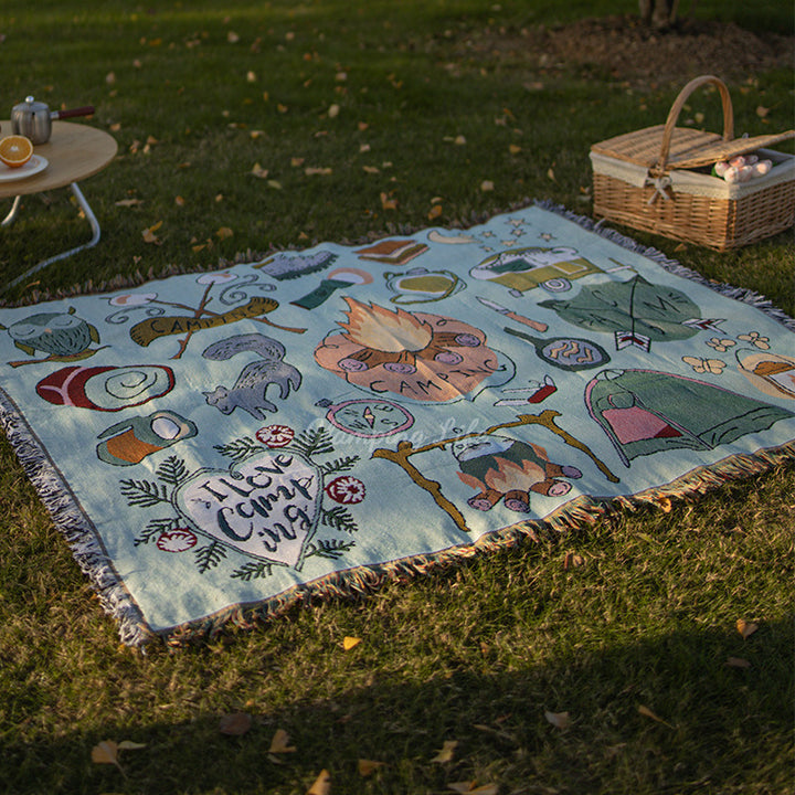 Tropical-Themed Artistic Tapestry Throw Blanket