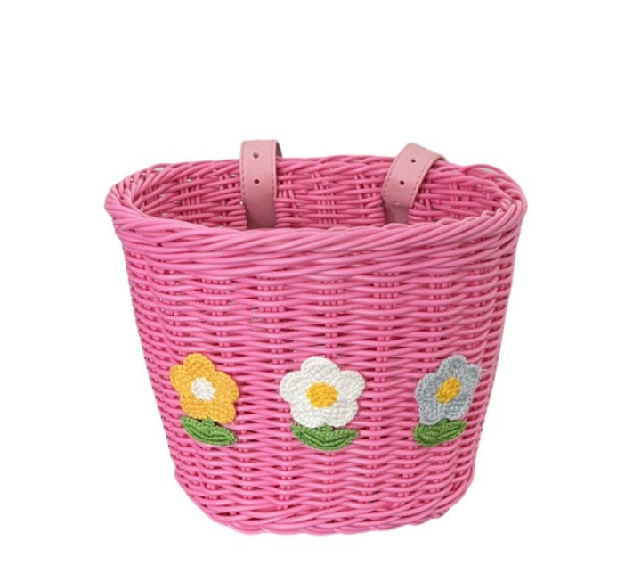 Floral Embroidered Woven Storage Basket Bowlift