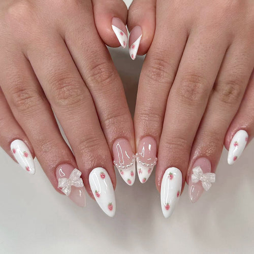 Elegant Stiletto artificial nails with floral patterns Bowlift