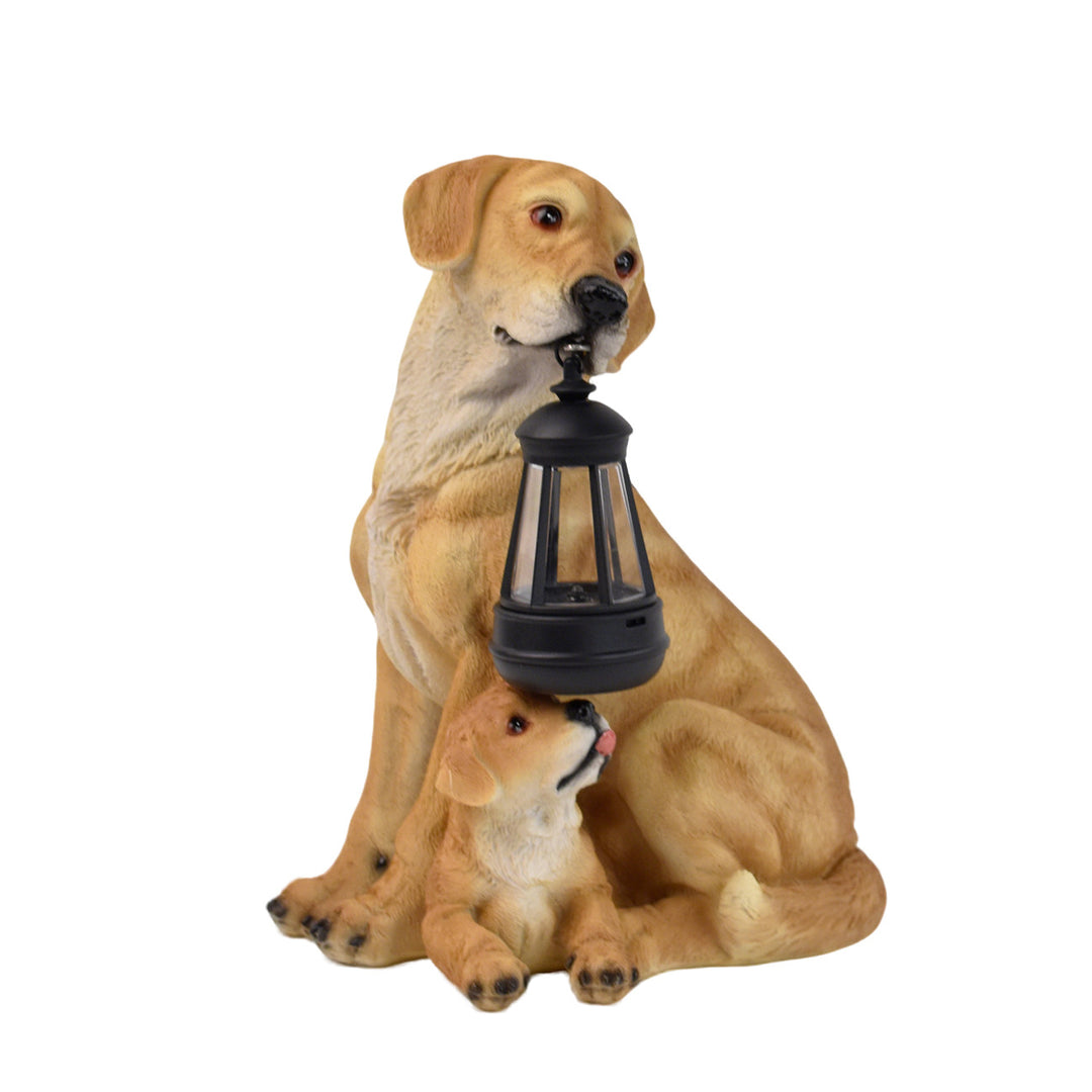 Resin Boxer Dog Solar Lantern Garden Sculpture Bowlift