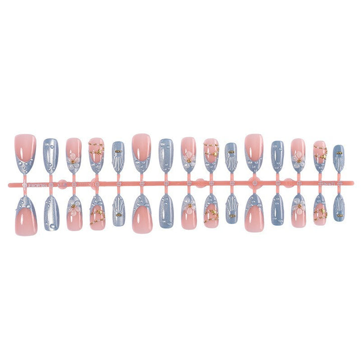 Decorative Press-On Nail Art Set with Gem Accents Bowlift
