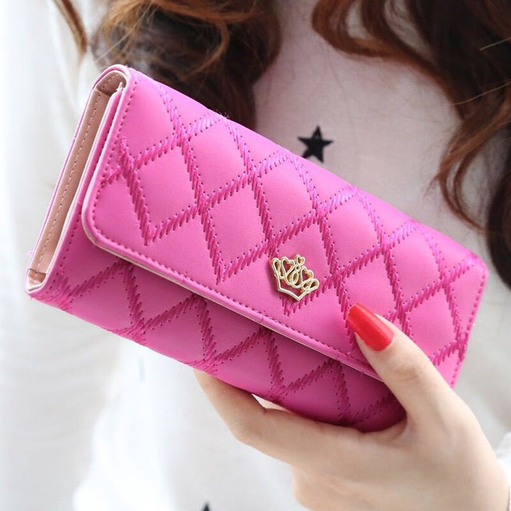 Quilted Long Wallet Clutch with Card Organizer and Coin Compartment Bowlift