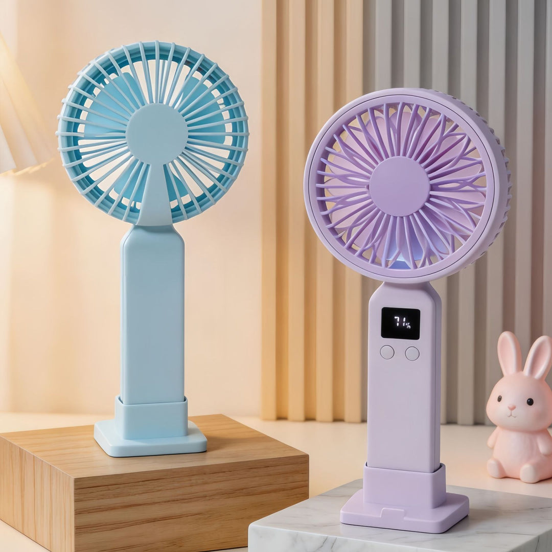Women Portable Mini Fan with Digital Control Bowlift