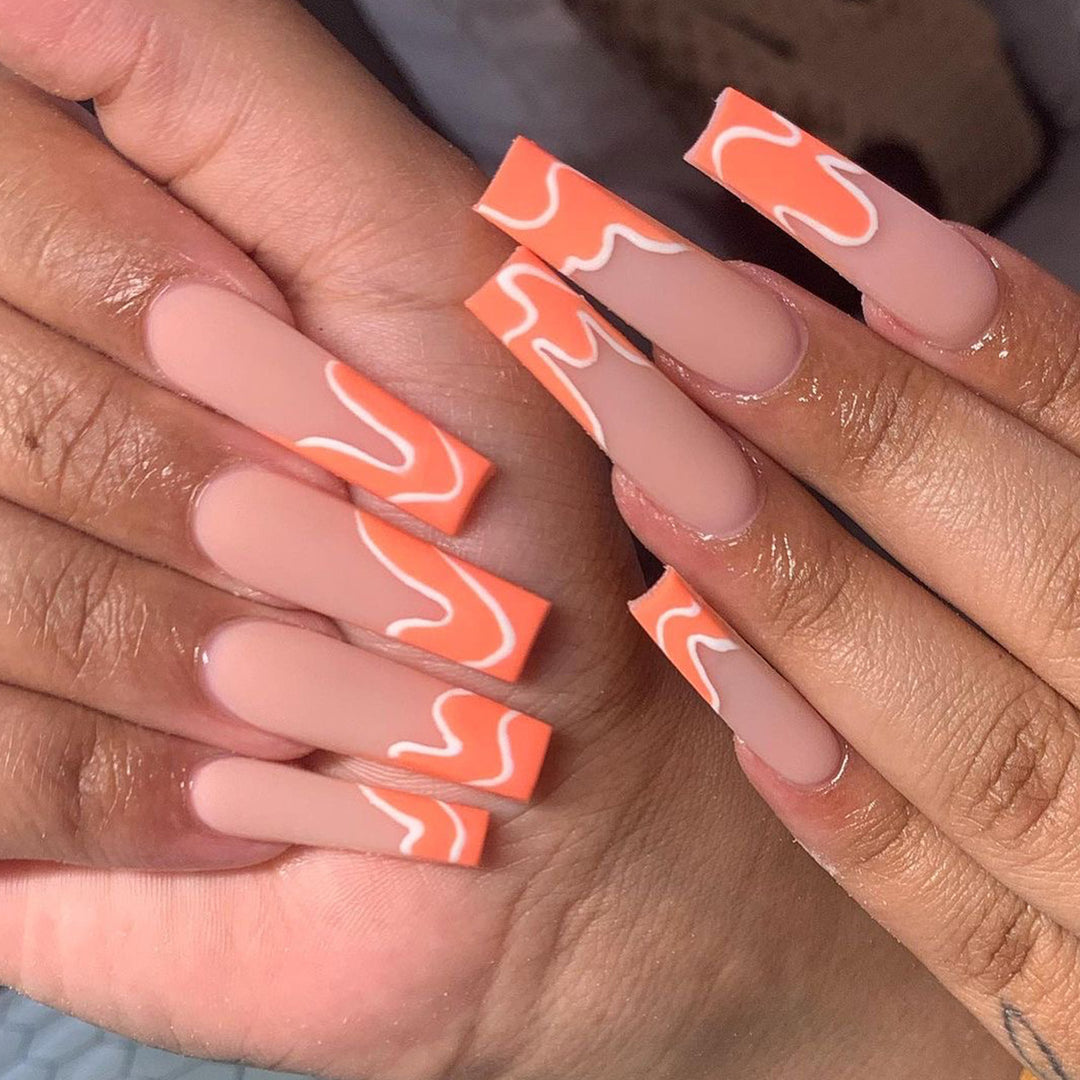 Artful acrylic nails with creative wave design Bowlift