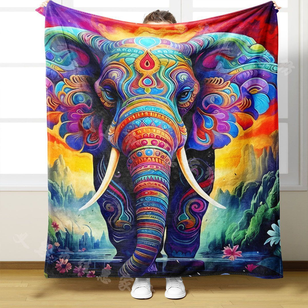 Artistic Elephant-Themed Blanket